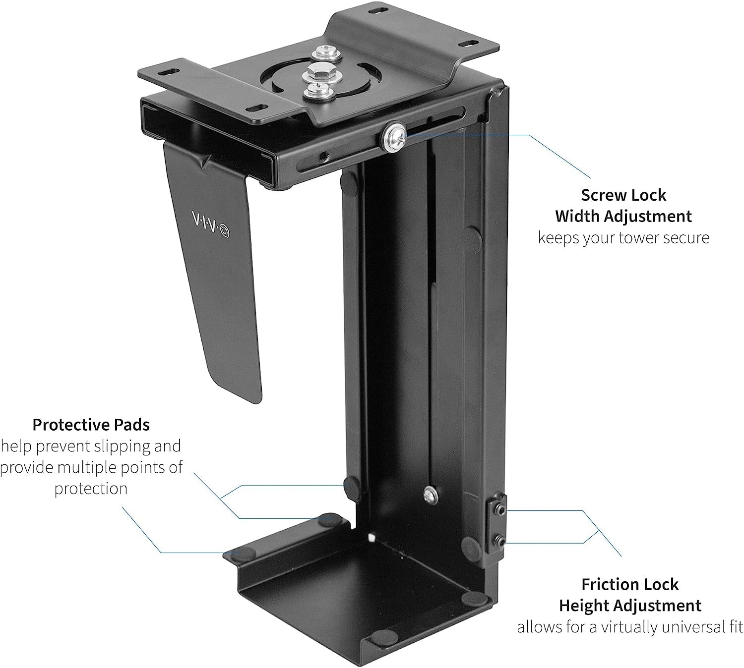 Adjustable Wall or Under Desk CPU PC Computer Case Tower Swivel Mount Holder NEW