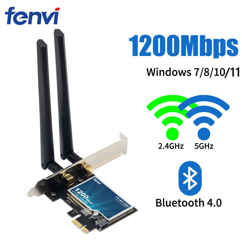 1200Mbps Desktop PCIe WiFi Card 5G/2.4G Wireless Network WiFi Bluetooth Adapter