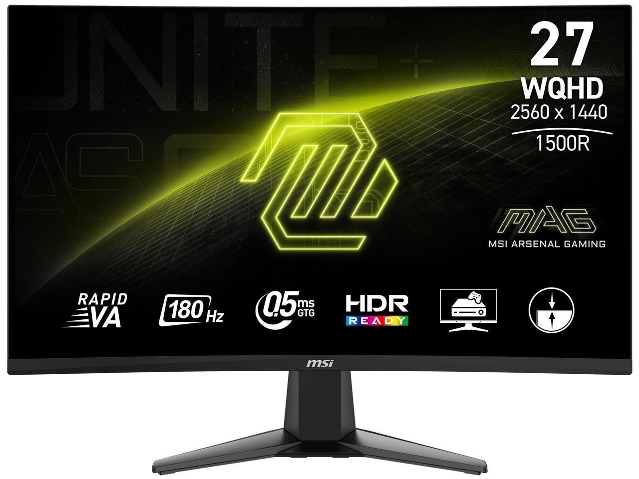 MSI 27" 180 Hz Rapid VA QHD Gaming Monitor FreeSync (AMD Adaptive Sync) 2560 x 1