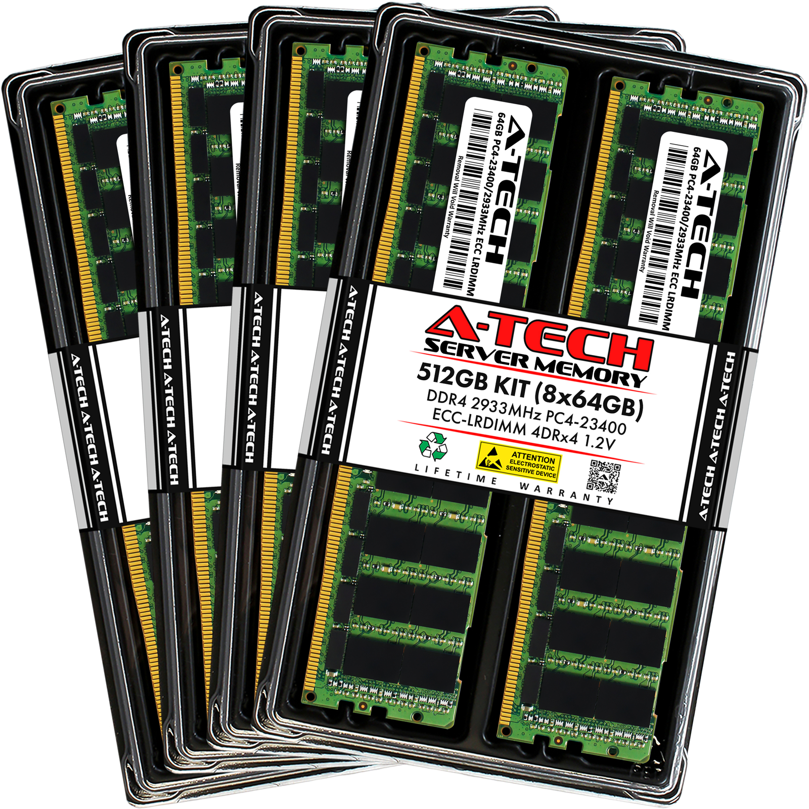A-Tech 512GB 8x 64GB 4Rx4 PC4-23400 ECC Load Reduced LRDIMM Server Memory RAM