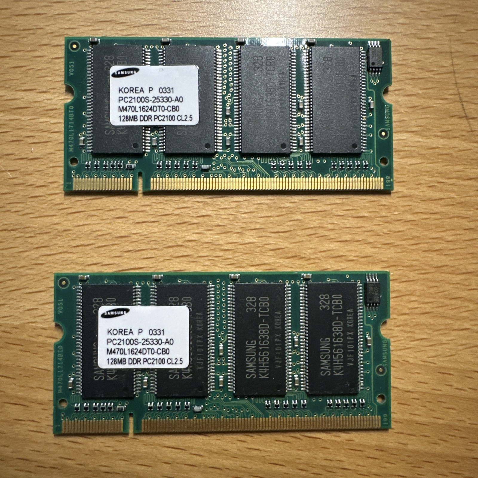 2x SAMSUNG 128MB DDR-266 PC2100s RAM Memory