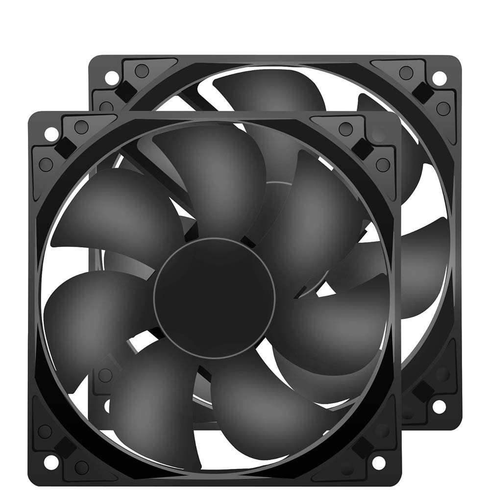 12V DC 120mm 120xCooling Fan 2Pin 2Wire 1600RPM 2-Pack | Durable 2-Pin 120x25mm