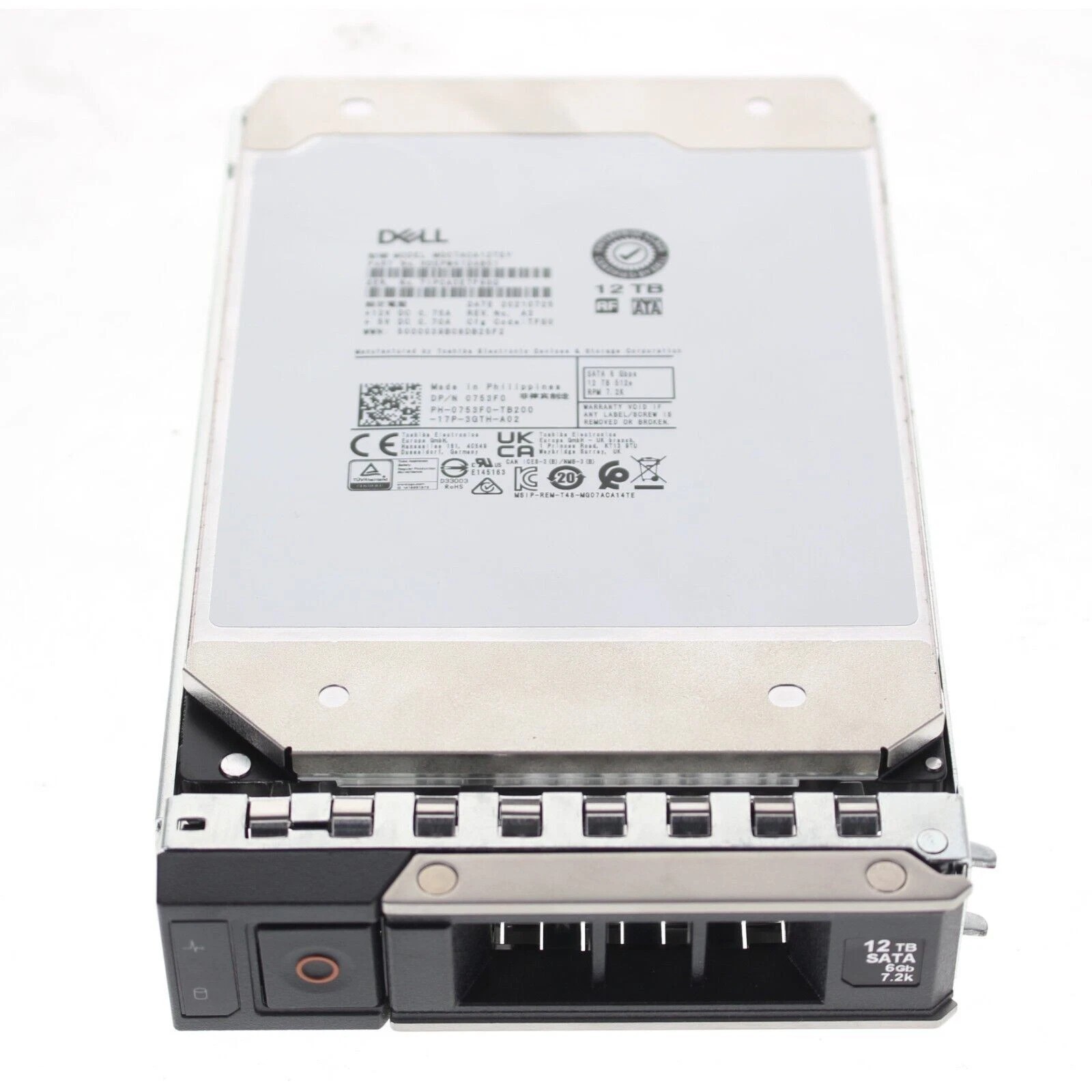 Dell 753F0 12TB SATA 6GBPS 512e 7.2K 3.5 Hard Drive MG07ACA12TEY HDEPW41"
