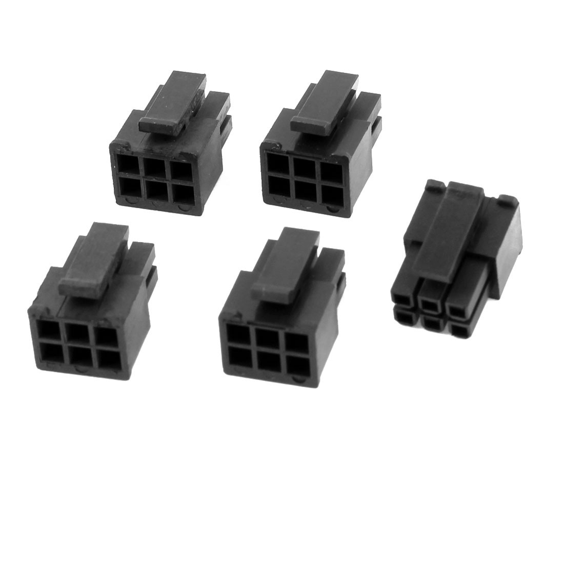 Black Plastic Mini 6 Pin Male PCB PSU ATX Connector Adapter 5 Pcs