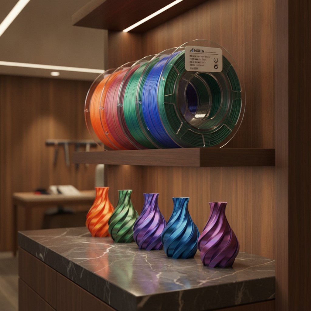 Silk PLA 3D Printing Filament Bundle with 4 Spools, 1.75mm Dual Color Variety