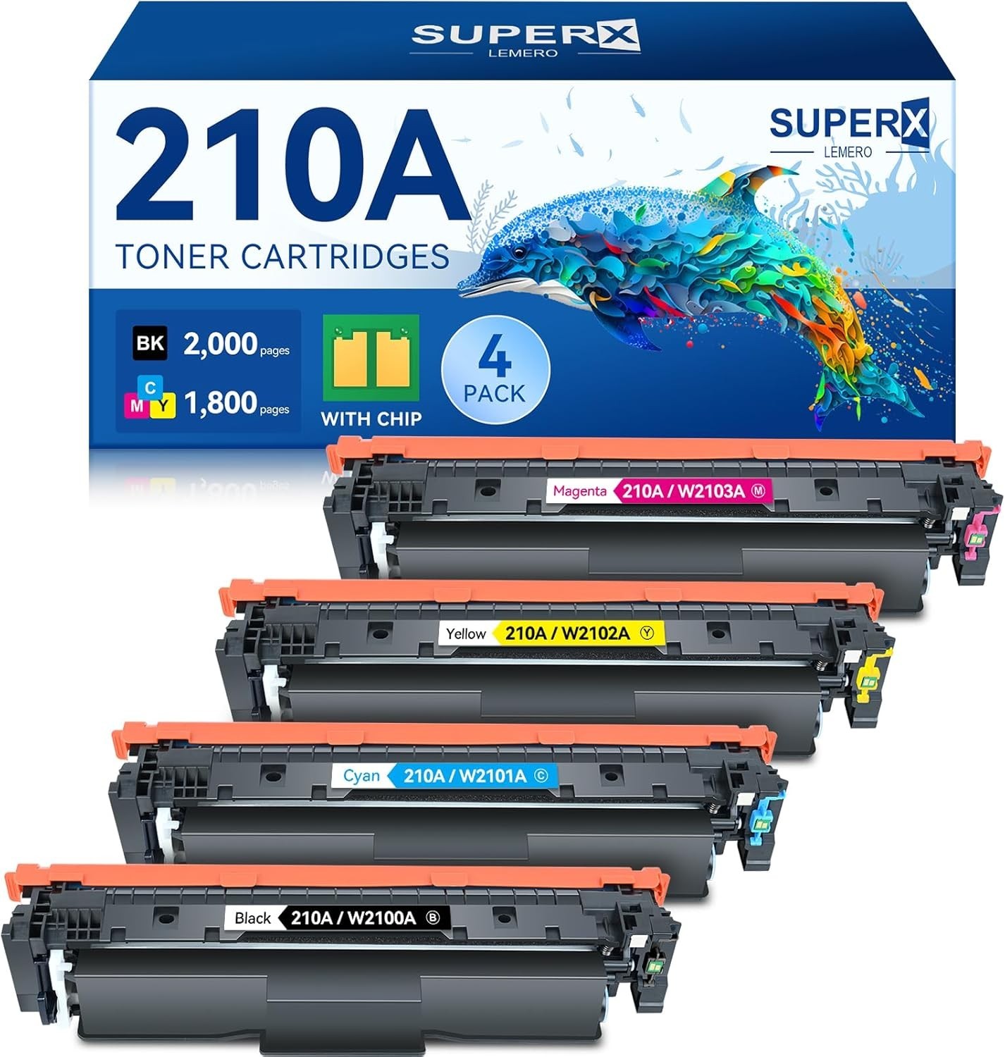 210A Toner Cartridge 4Pck W/Chip FOR HP 210A/X HP Color Laserjet MFP 4301fd/n/w