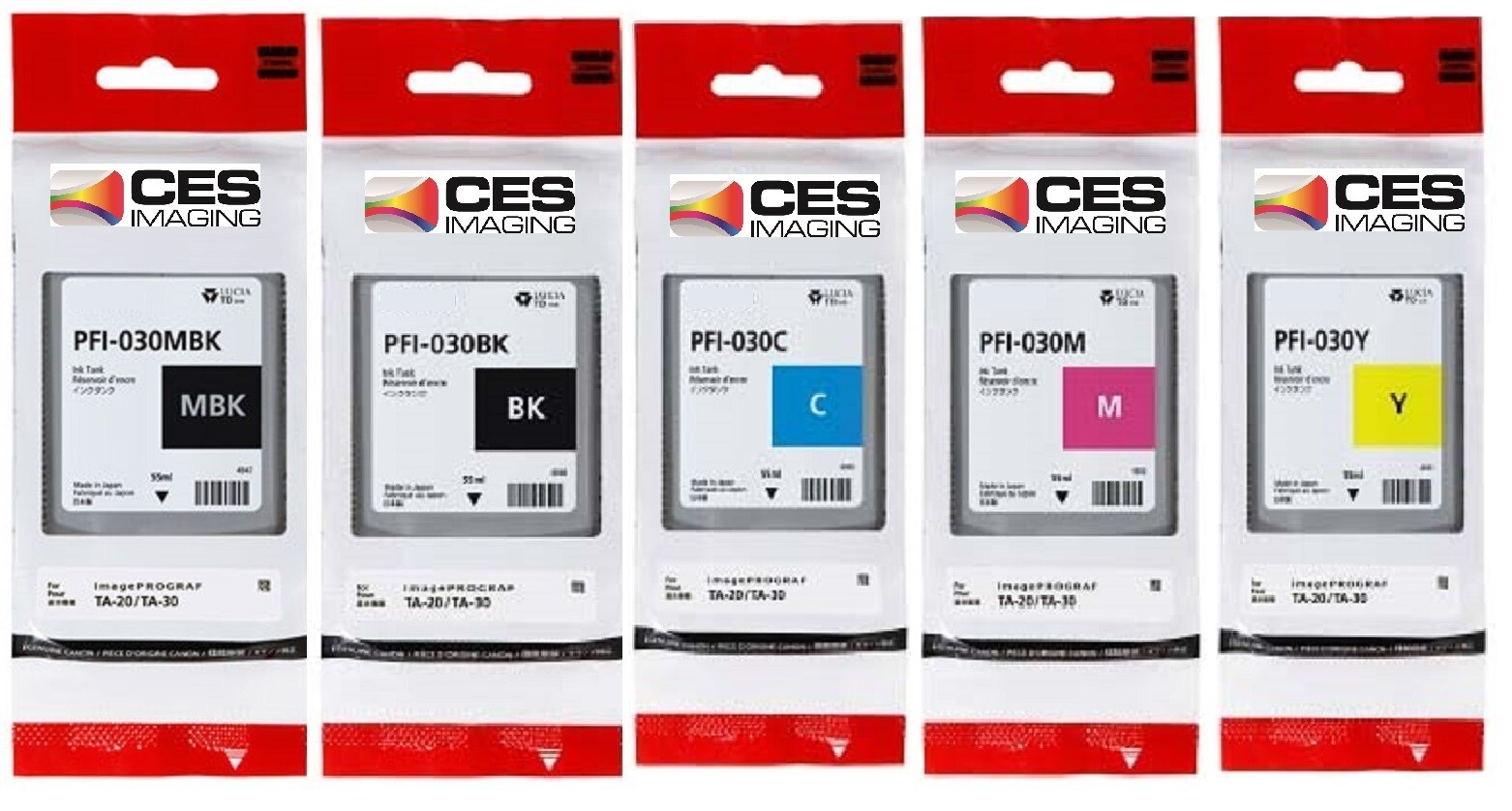 Canon PFI-030 55ml Ink Set PFI-030MBK PFI-030BK PFI-030C PFI-030M PFI-030Y TA-30