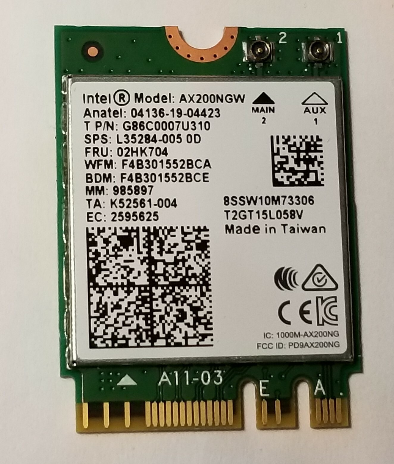 Intel AX200  AX201 AX211 AX210 Killer 6E 9560 BE200 Wi-Fi 7  (not sold in Lot)