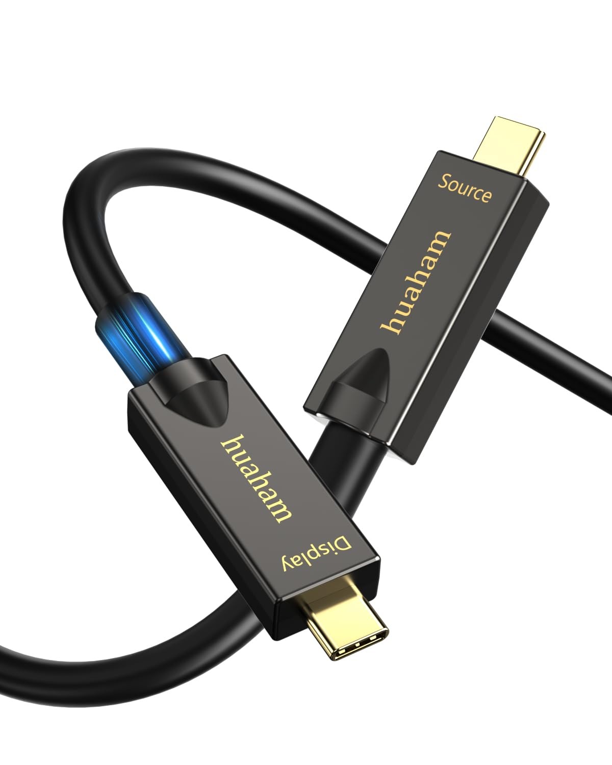 huaham Full-Featured USB C Fiber Optic Video Cable 33FT, 10Gbps,PD 60W,4K@60Hz