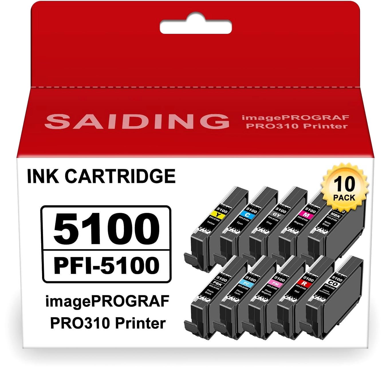 PFI-5100 Ink Cartridge for Canon imagePROGRAF PRO310 MBK PBK C M Y R GY PC PM CO