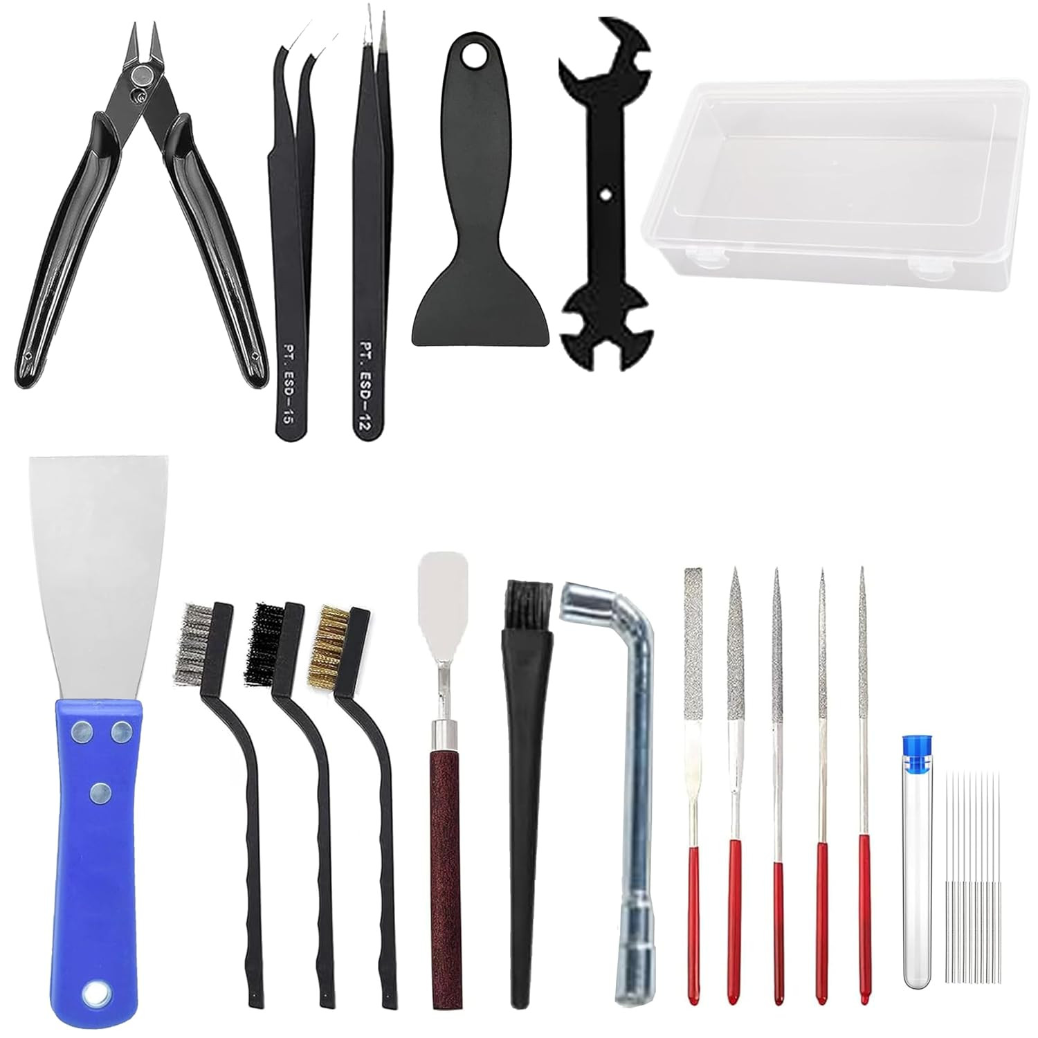 18-Pcs 3D Printer Tool Kit Model Cleaning Finishing Deburring Repair Set Case