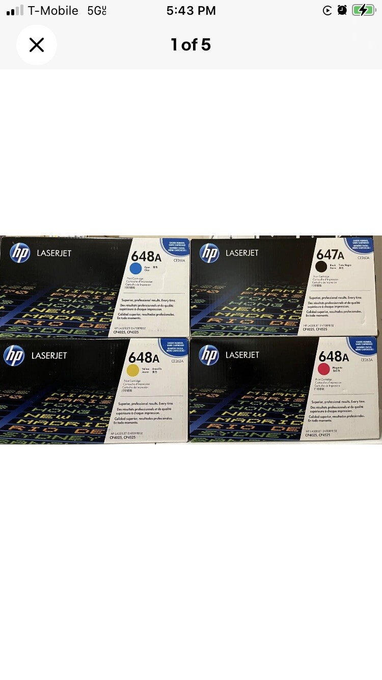 4 HP genuine 647A 648A Toner Set CMYK OEM Original Laserjet CP 4025 4525 NEW