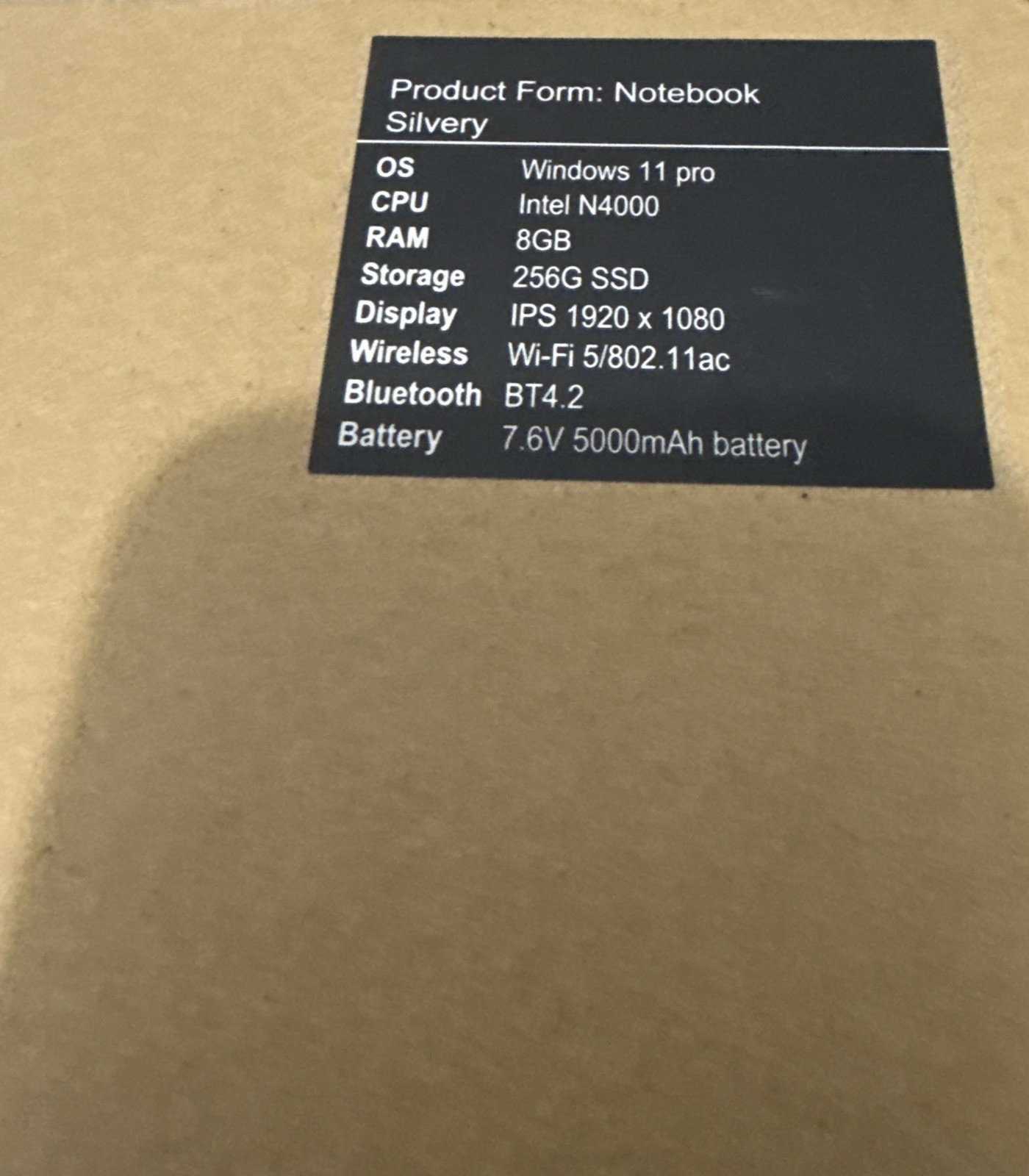 Notebook Silvery  Laptop Windows 11pro , 1920x1080, Wi-Fi 5/802.