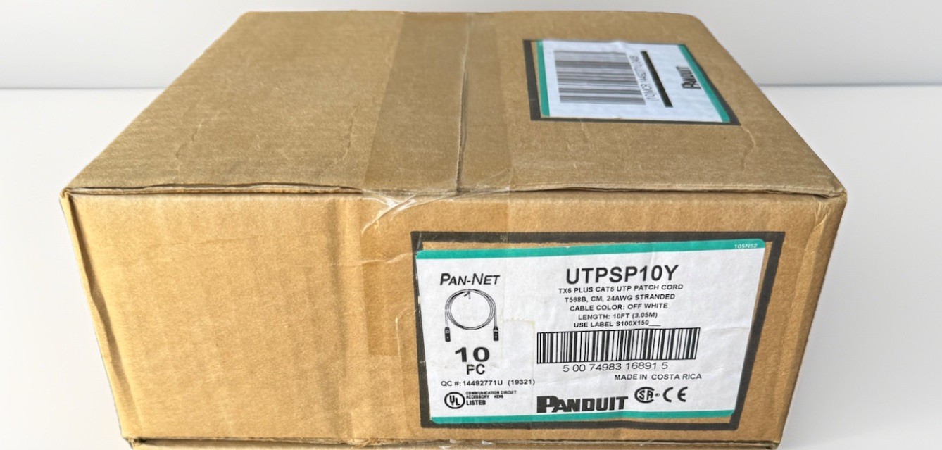 10ct Box Panduit UTPSP10Y Cat6 UTP Patch Cord RJ45 24 AWG Stranded 10ft