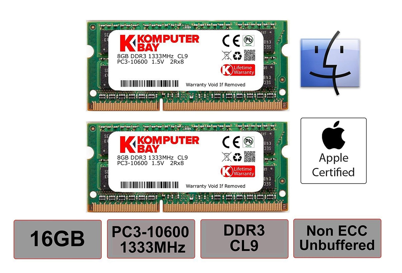 Komputerbay 16GB 1333MHz Laptop Memory 204Pin SO-DIMM DDR3-1333 PC3-10600 2 8GB