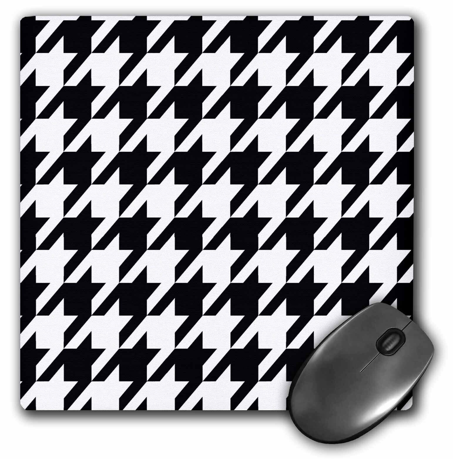 3dRose Black and White Houndstooth - Large MousePad