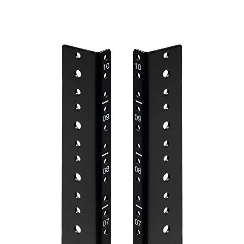 10U Vertical Rack Rail Pair Kit Black Alloy Steel Server Mount Hardware