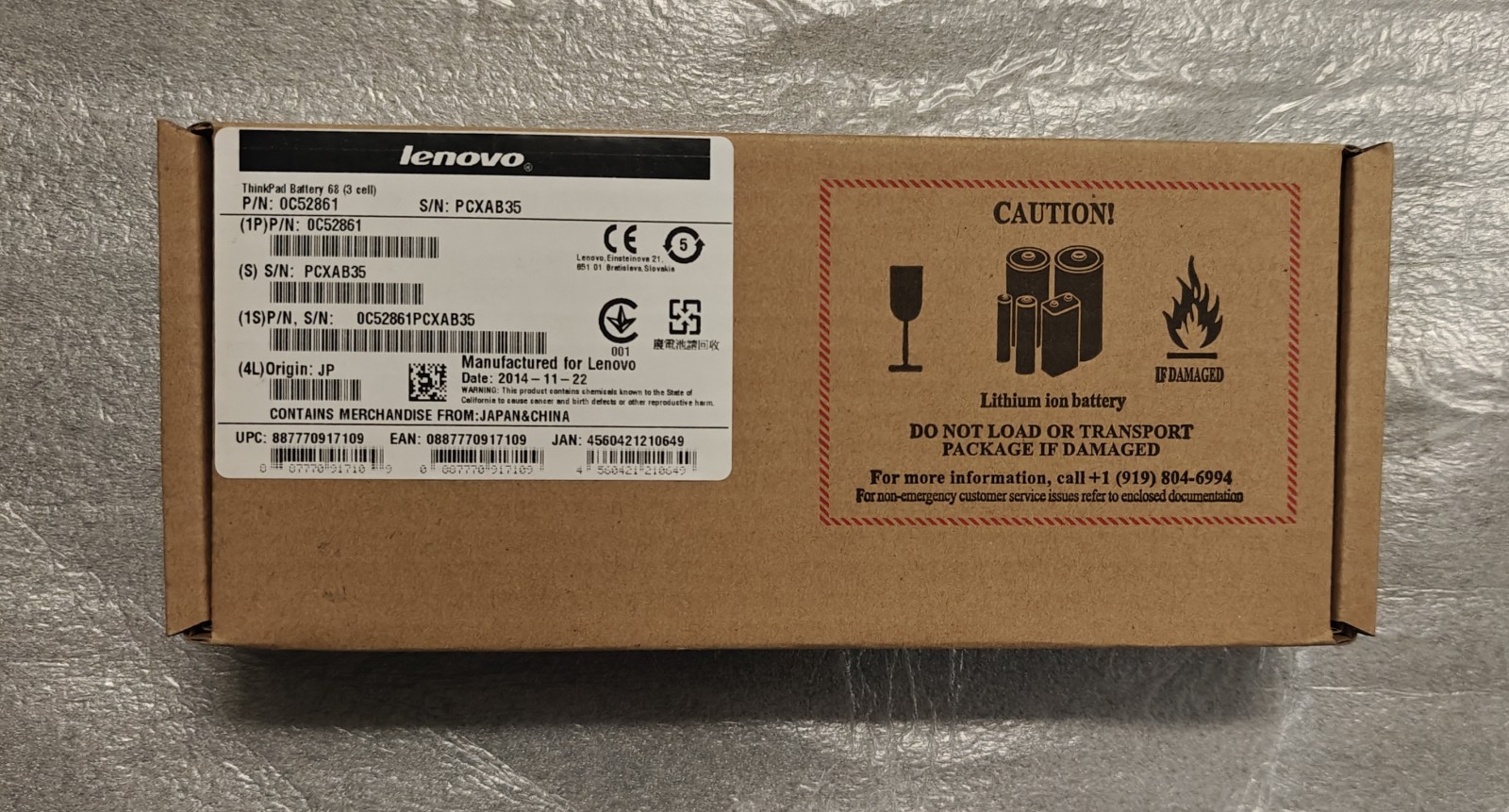 NEW GENUINE LENOVO 11.4V 24Wh 68 3-Cell Battery 0C52861 45N1124 45N1775 45N1126