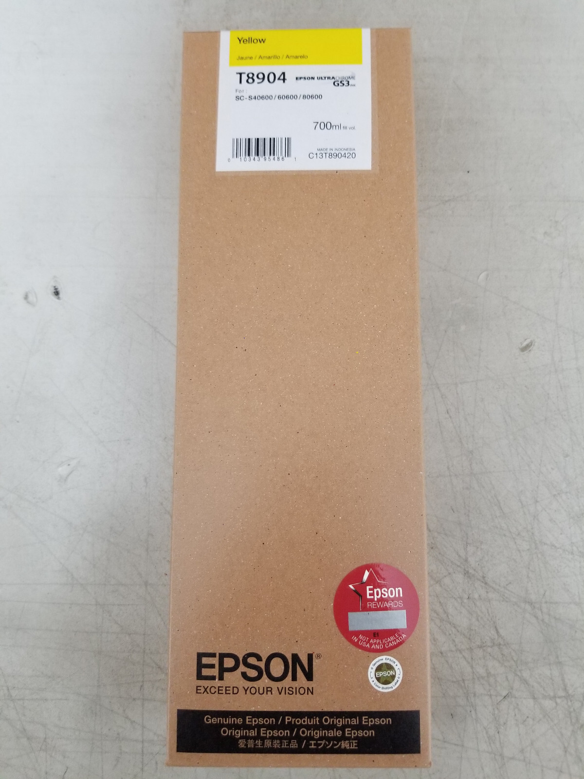 GENUINE Epson GS3 Yellow Ink 700ml (T8904) for S80600, S60600, S40600