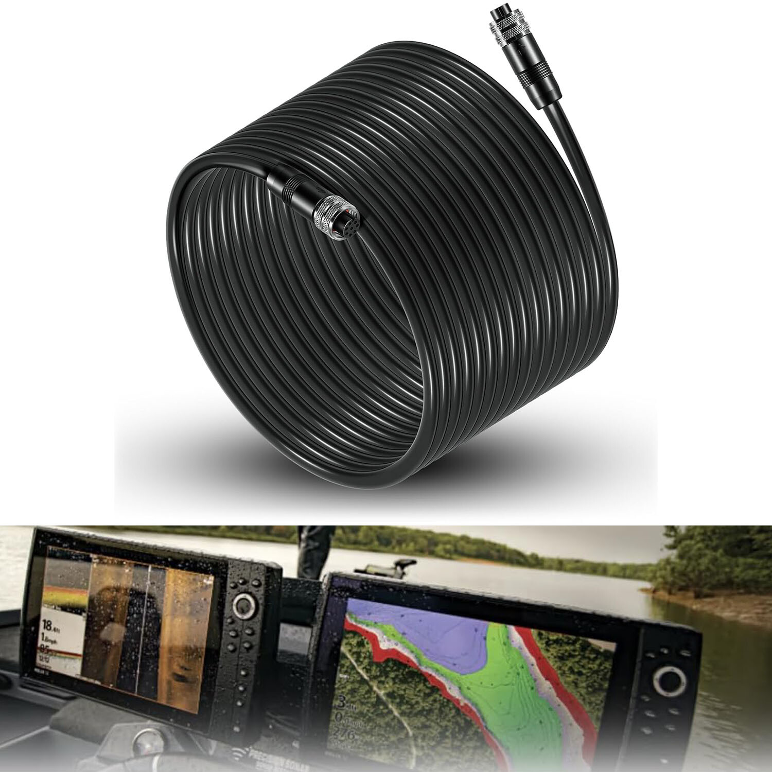 720073-4 30 ft Ethernet Cable AS EC 30E Replace for Humminbird for HELIX 15, 12