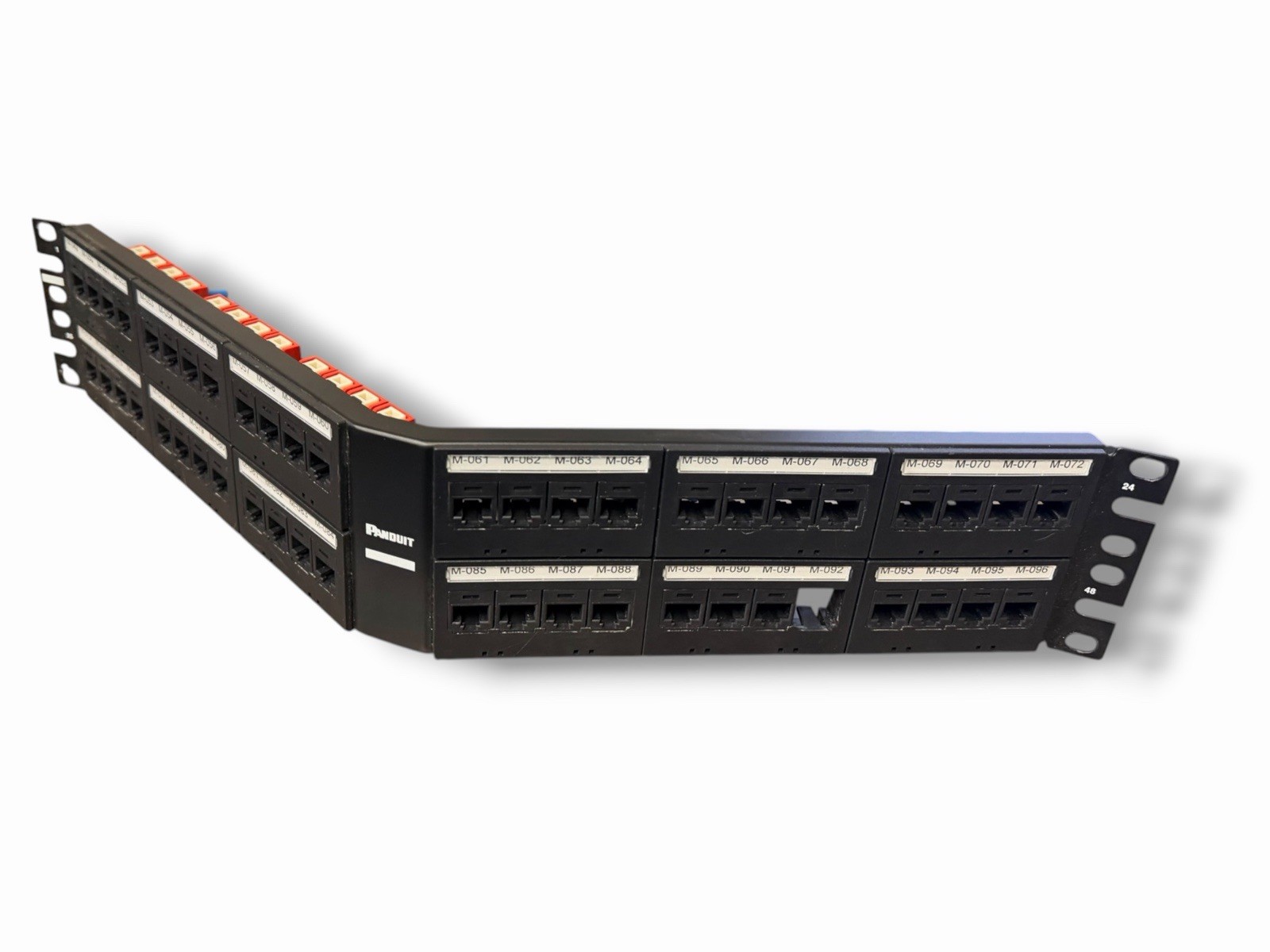 Panduit CPPLA48WBLY Modular Mini-Com Angled 48 Port Patch Panel with Hardware