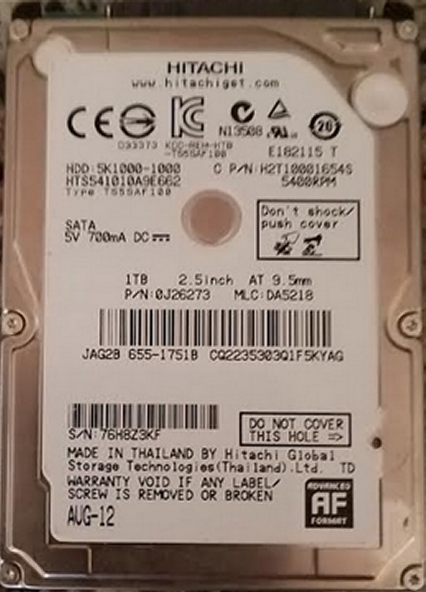 HITACHI 1 TB 2.5" 5400 RPM SATA HD LAPTOP DRIVE TESTED GOOD FAST SHIPPING