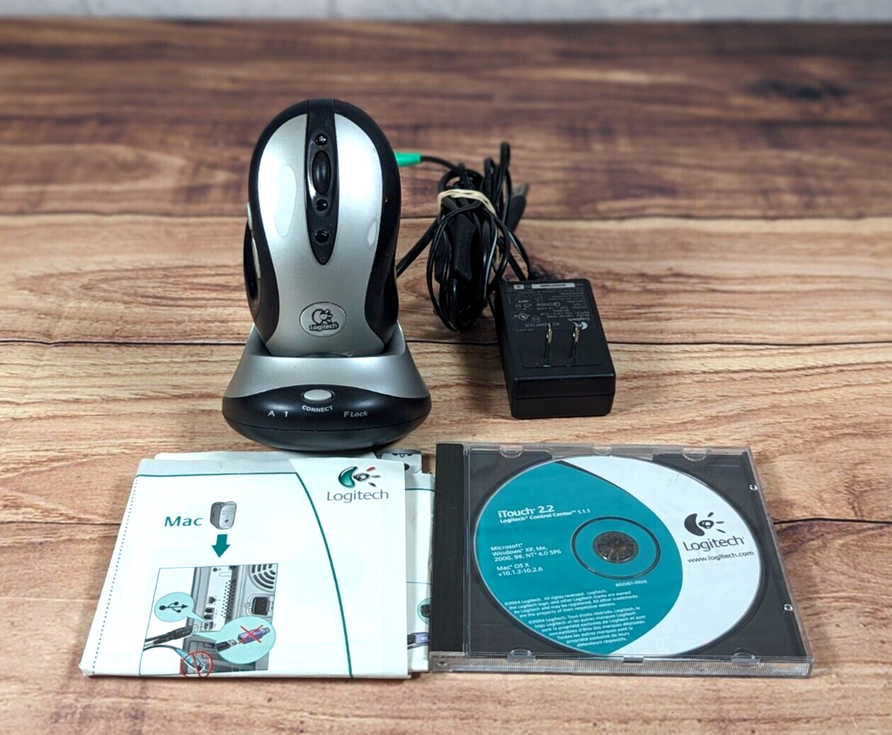 Vintage Logitech MX700 Cordless Optical Mouse with Docking Station Tested Works