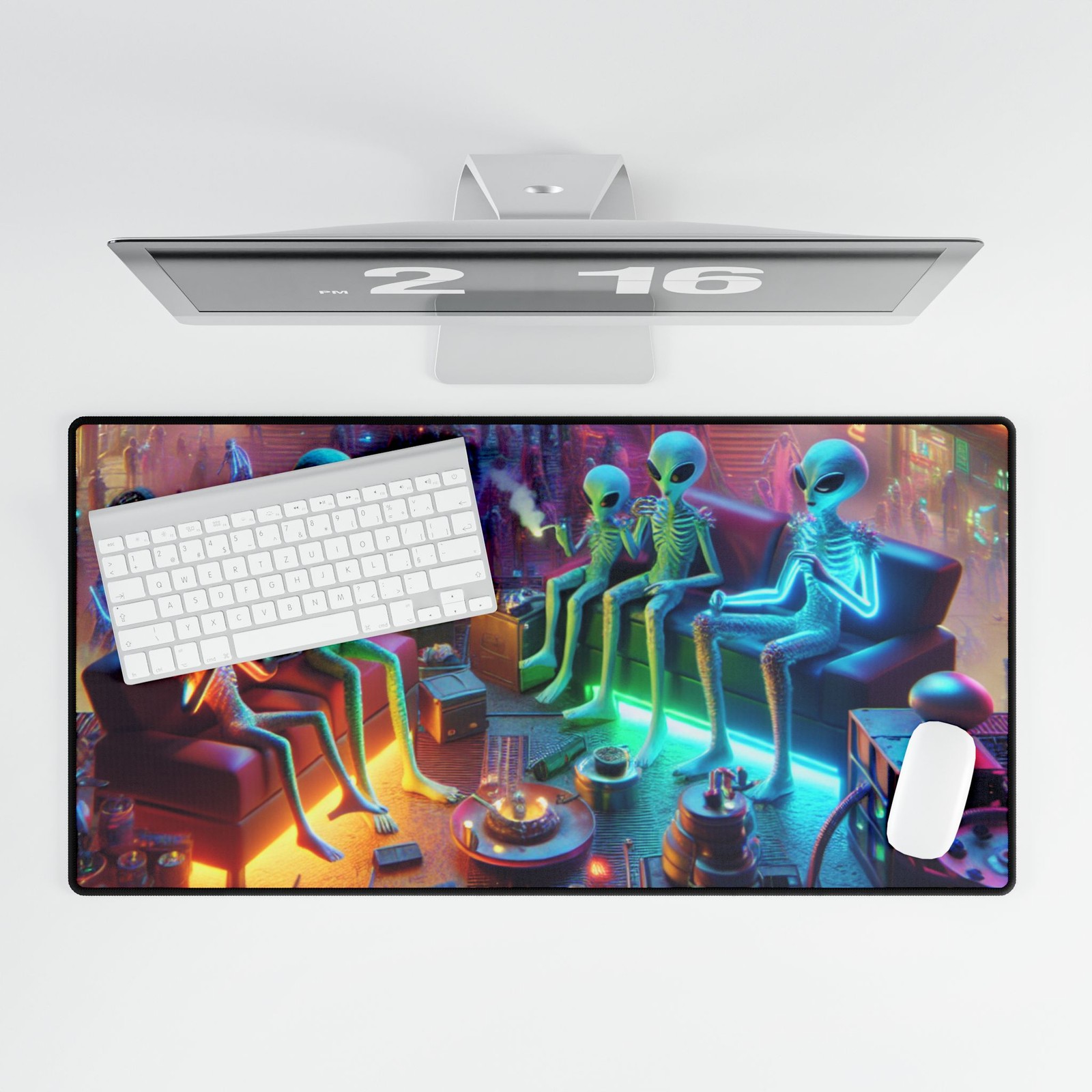 Cyberpunk Aliens Smoking, Gaming Mouse Pad, Large Desk Protector - 