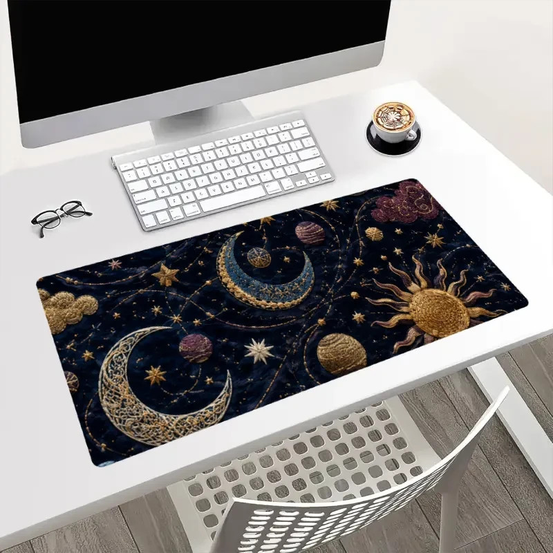 Celestial Sun Moon Mouse Pad Extended Desk Mat Boho Stars Planets Gaming Office