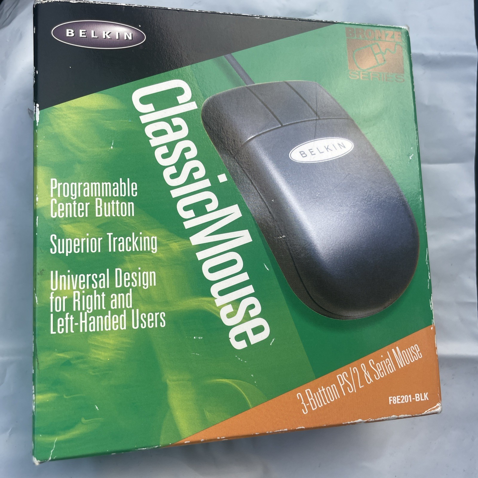 1999 Belkin Bronze Series 3-Button PS/2  Classic Mouse F8E201-BLK Vintage