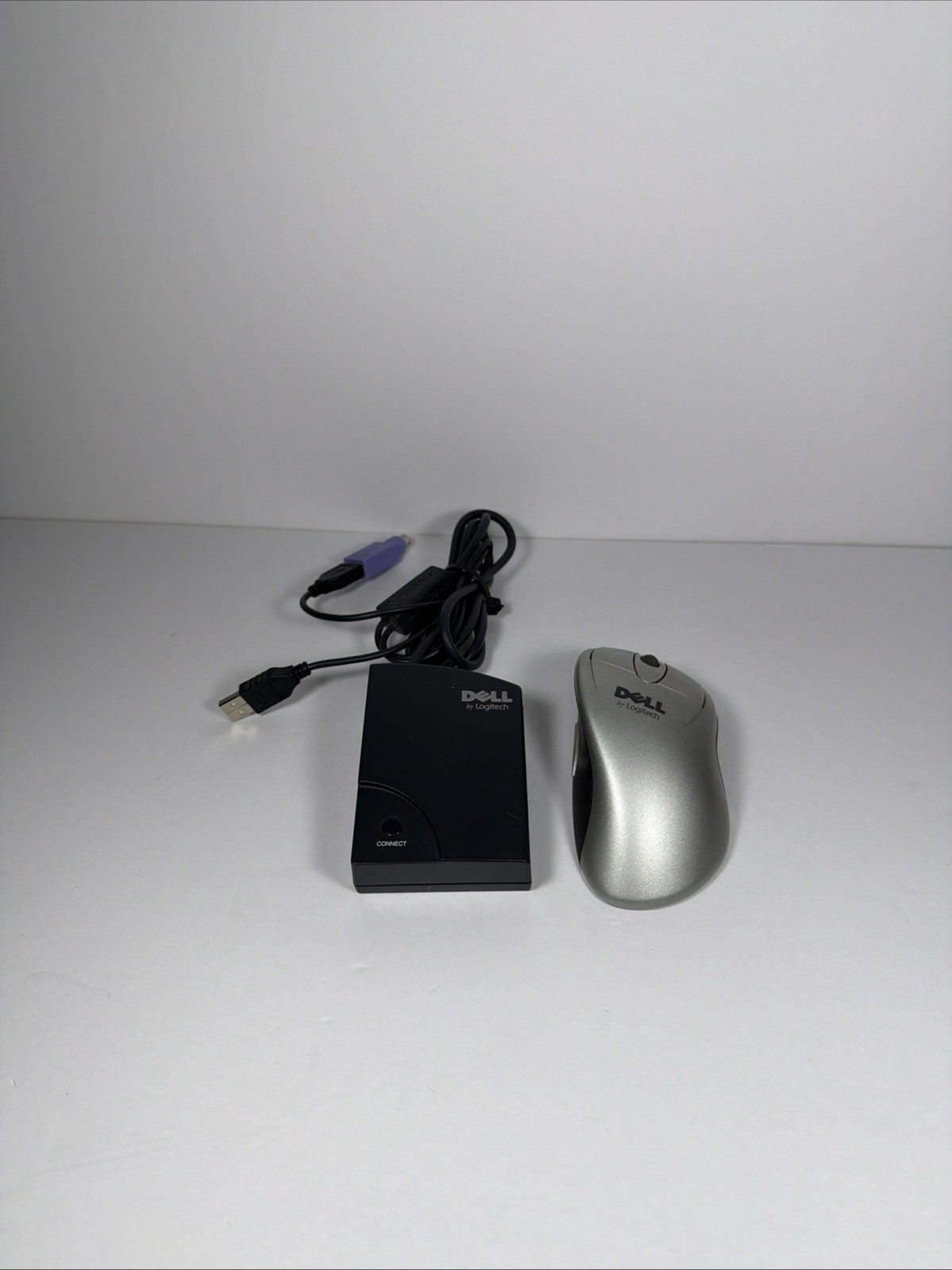 Vintage Logitech Dell Cordless MouseMan Wheel Computer Mouse M-RK53 & Receiver
