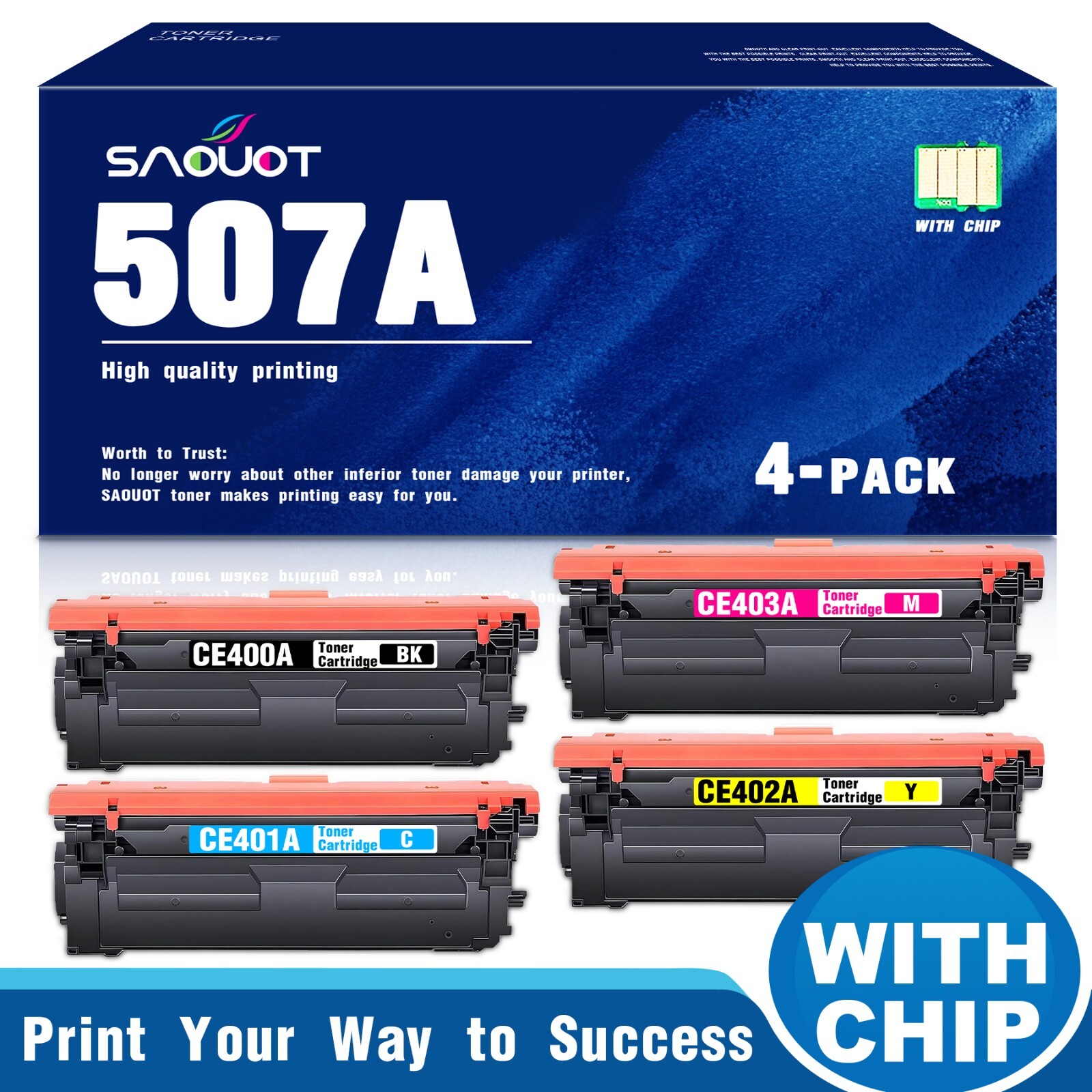 507A Toner Cartridge (4-Pack) Bundle for HP Enterprise 500 Color M551xh