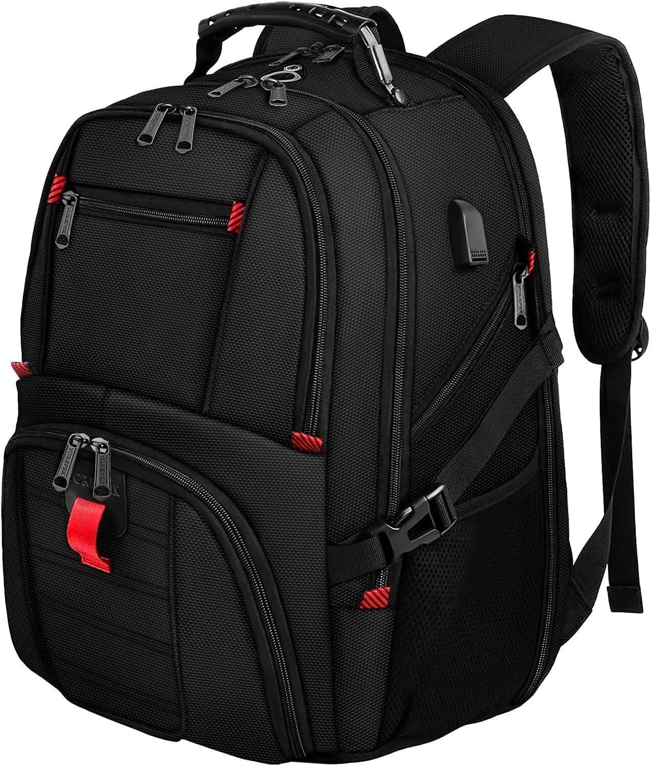 YOREPEK Extra Large Backpack, Fits 17" Laptops, With USB Charging Port, Black