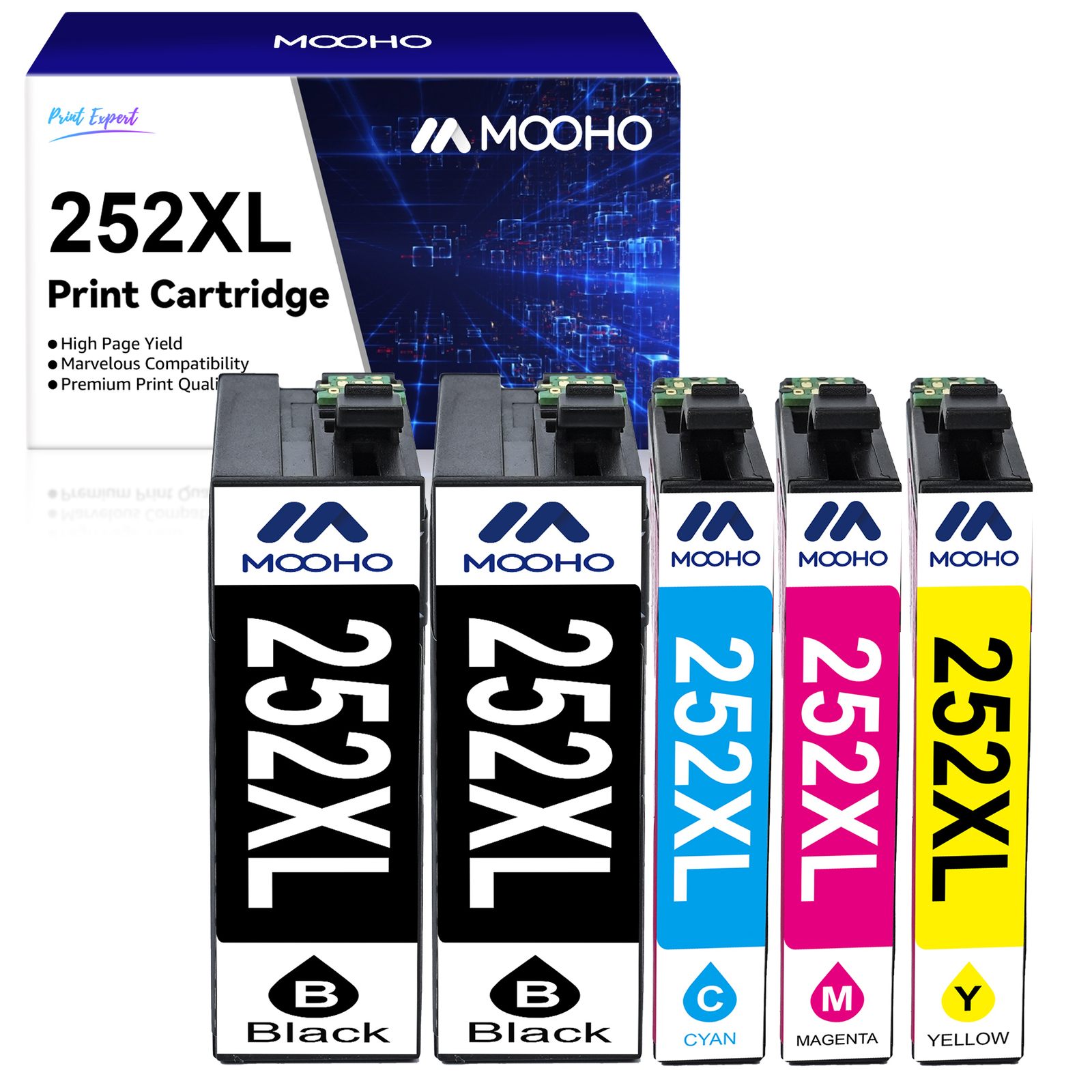 5Pcs For Epson 252XL Black Color Ink Cartridge For WorkForce 7210 7720 7710