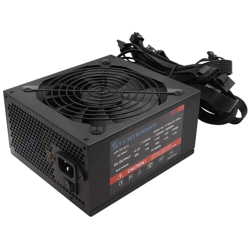 1000W Gaming PC Power Supply Steady 90% Efficiency 80 Low Noise ATX PSU 20+4 Pin