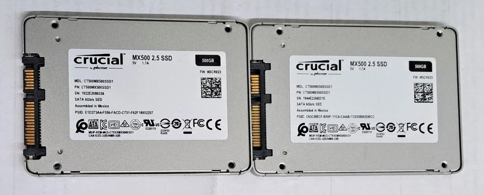 Lot of 2 Crucial MX500 500GB Internal SSD 2.5" SATA III CT500MX500SSD1