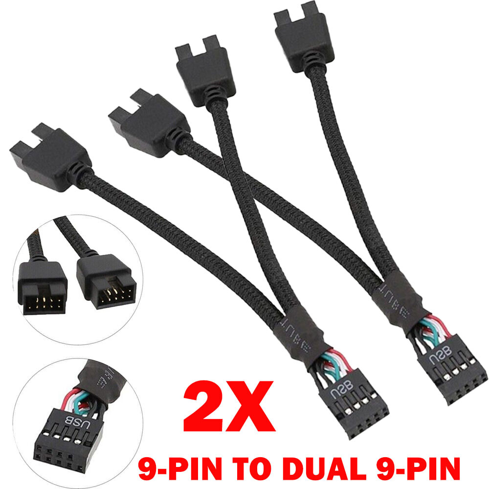 2pc 15cm Motherboard USB 2.0 9 Pin Header 1 To 2 Extension Hub Splitter Adapter