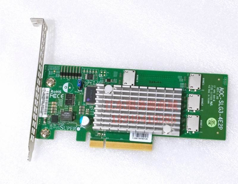 Supermicro AOC-SLG3-4E2P PCIe Add-On Card 6.4GB/s Quad-Port Gen-3 NVMe Host Bus