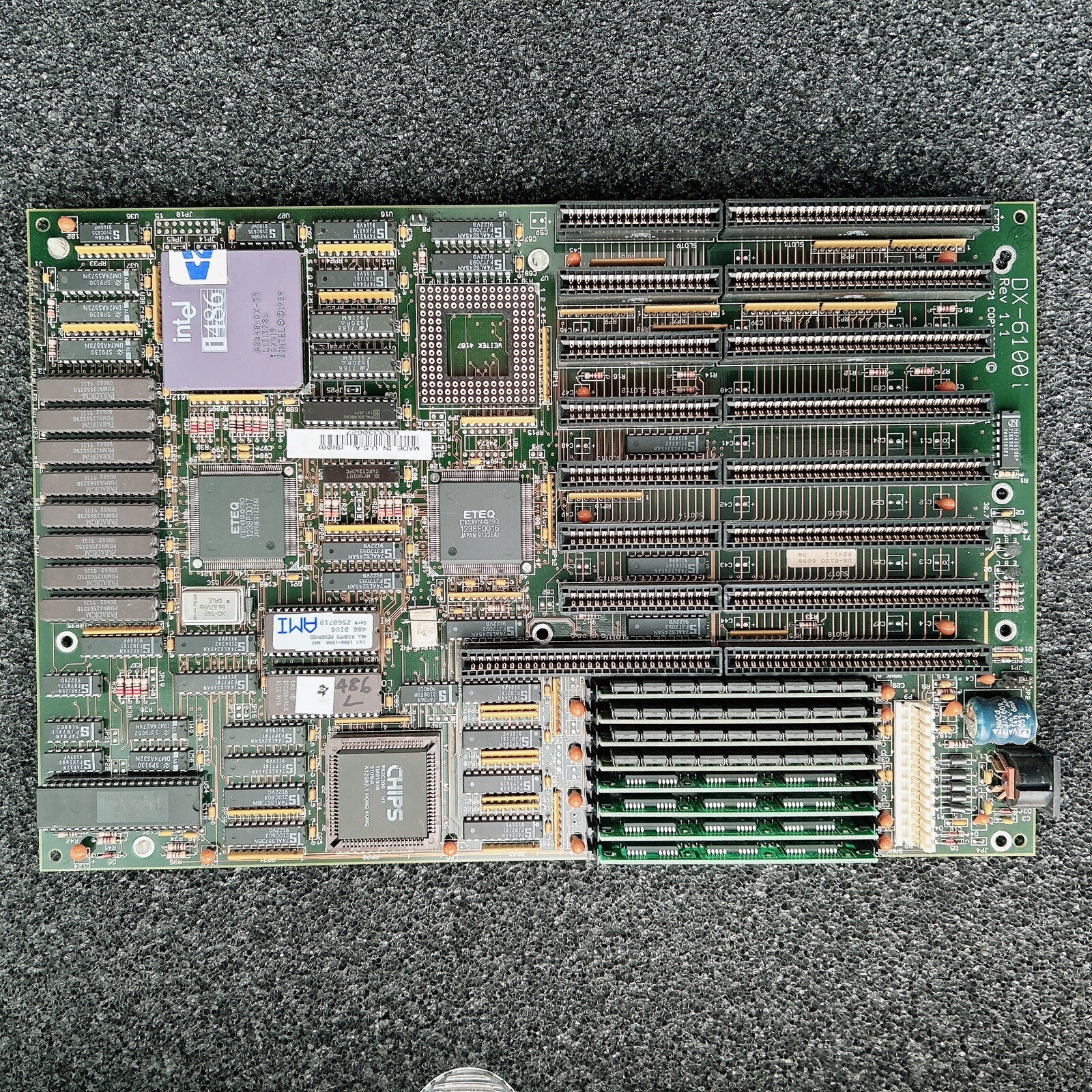 AMPTRON DX-6100 6098 Rev1.1 486-DX 33 Motherboard AT