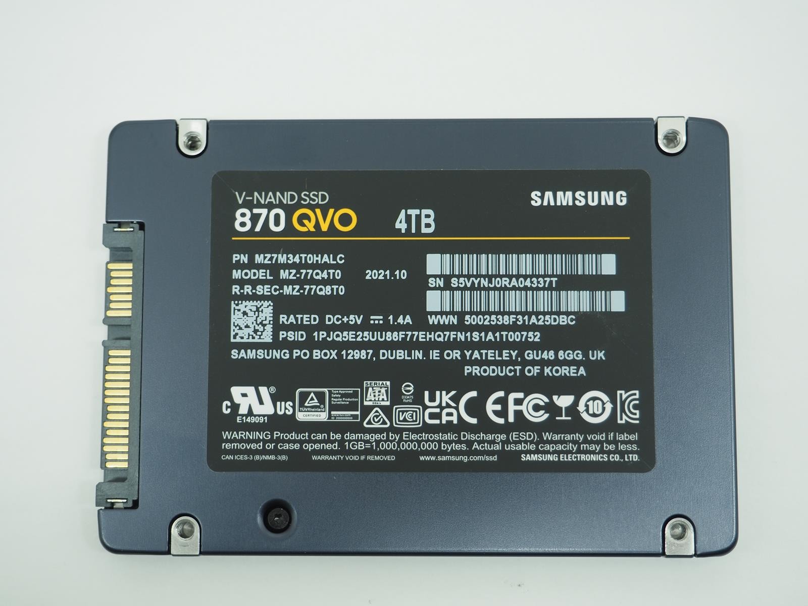 Samsung 870 QVO 4TB 2.5" Solid State Drive SSD Tested, Wiped - MZ-77Q4T0