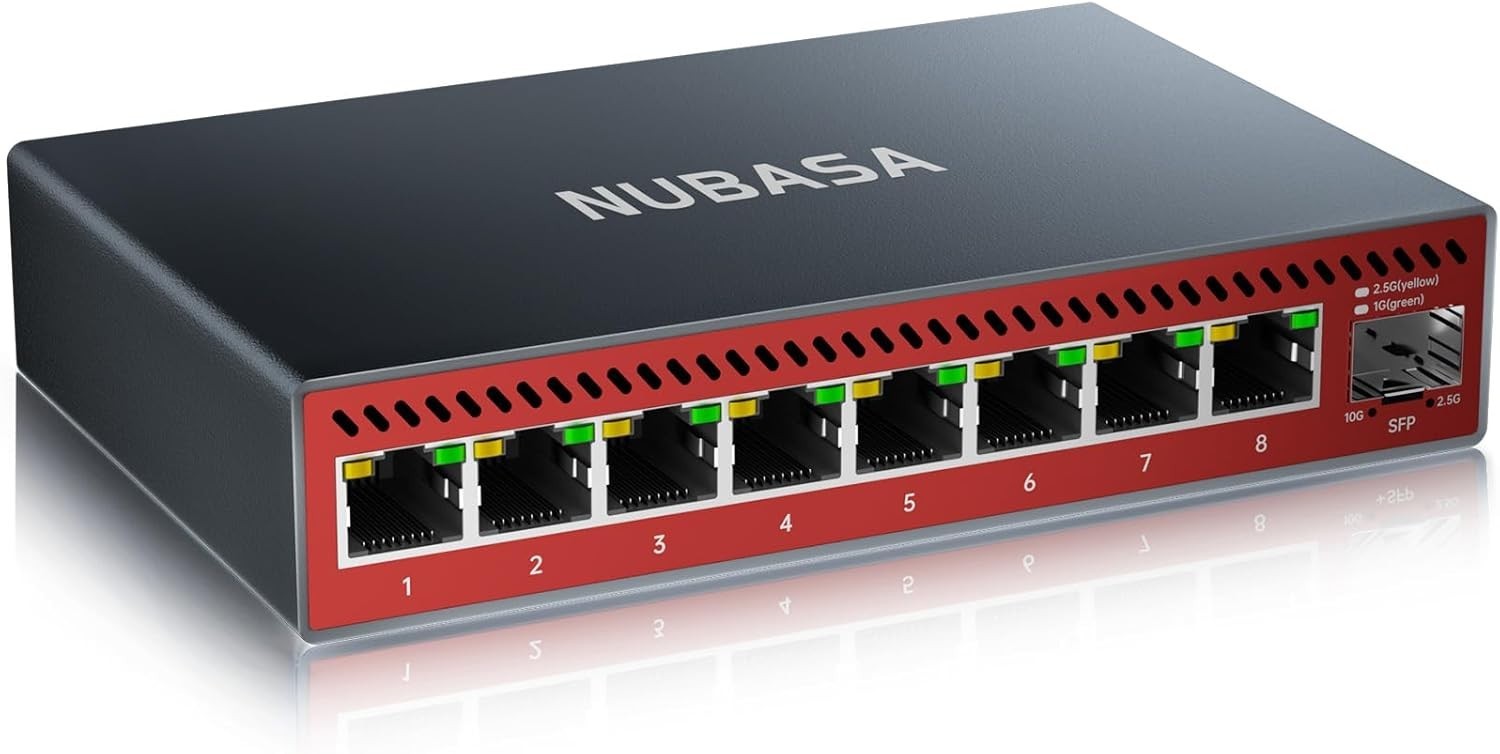 8-Port 2.5Gb Ethernet Switch 10Gb SFP+ Slot Unmanaged Multigig Silent Aluminum