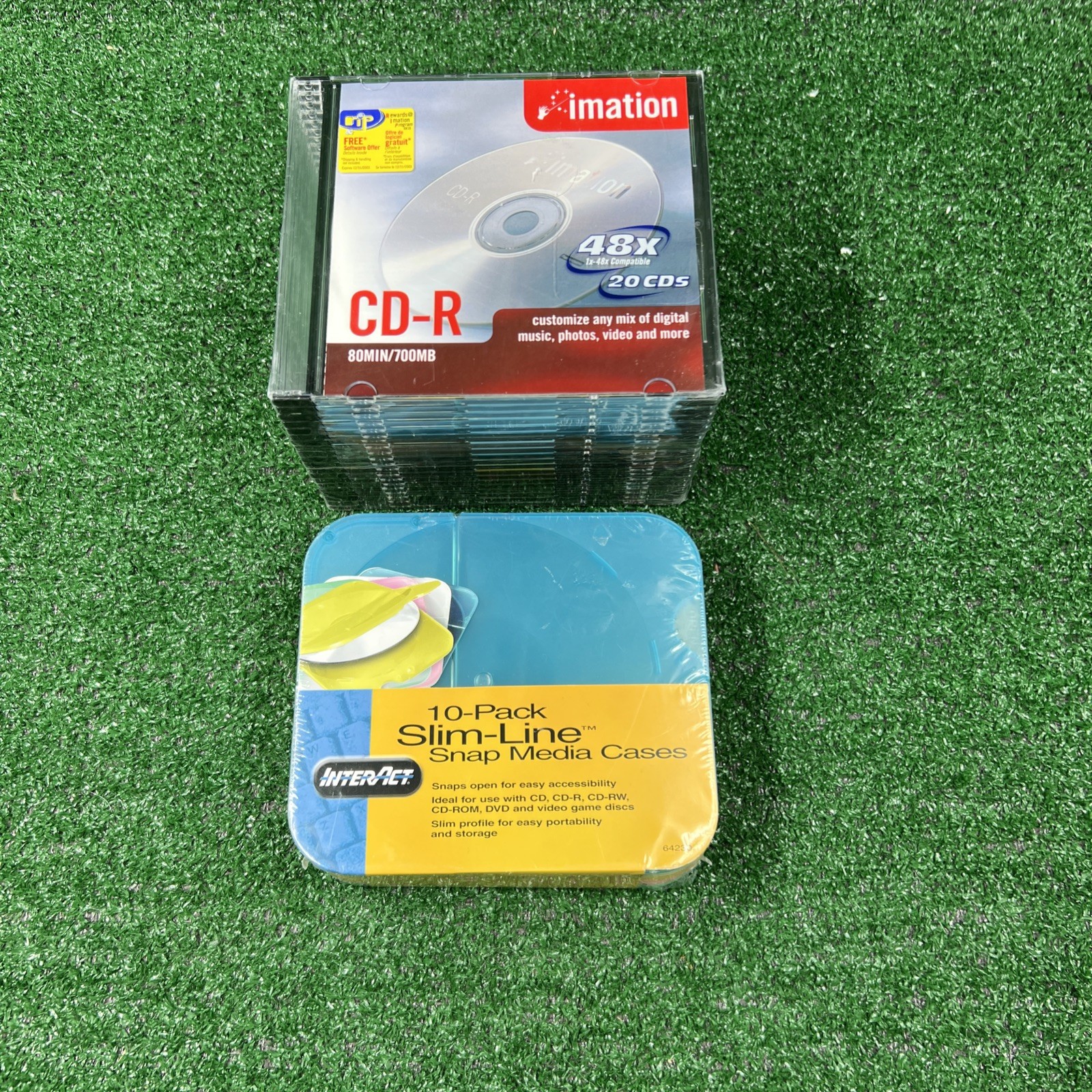 Imation CD-R 80Min 700MB w/ Slim Jewel Cases Lot of 20 & Interact Slim Cases NEW