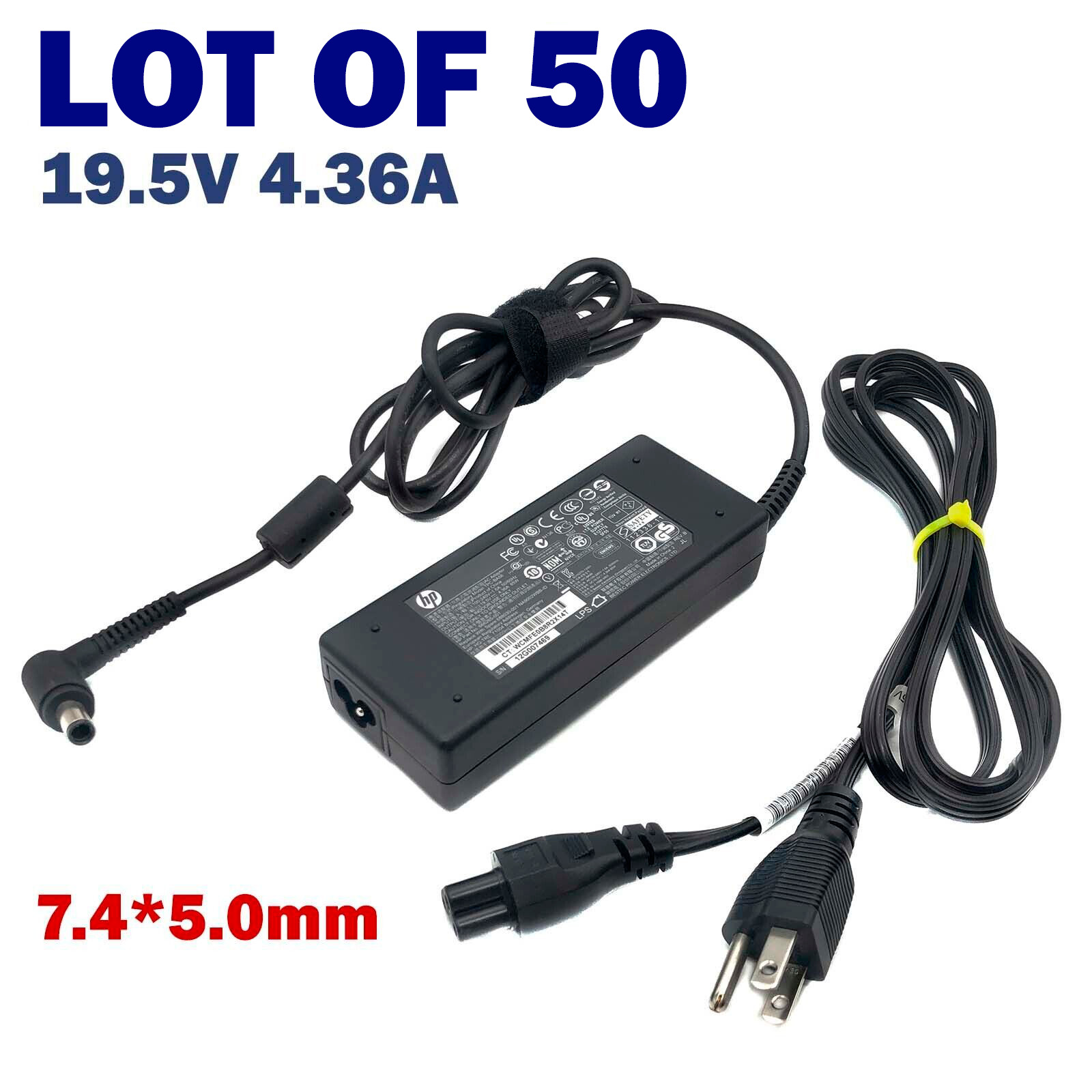 Lot of 50 Genuine 85W HP AC Adapter Charger TPC-BA56 19.5V 4.36A 7.4*5.0mm w/PC