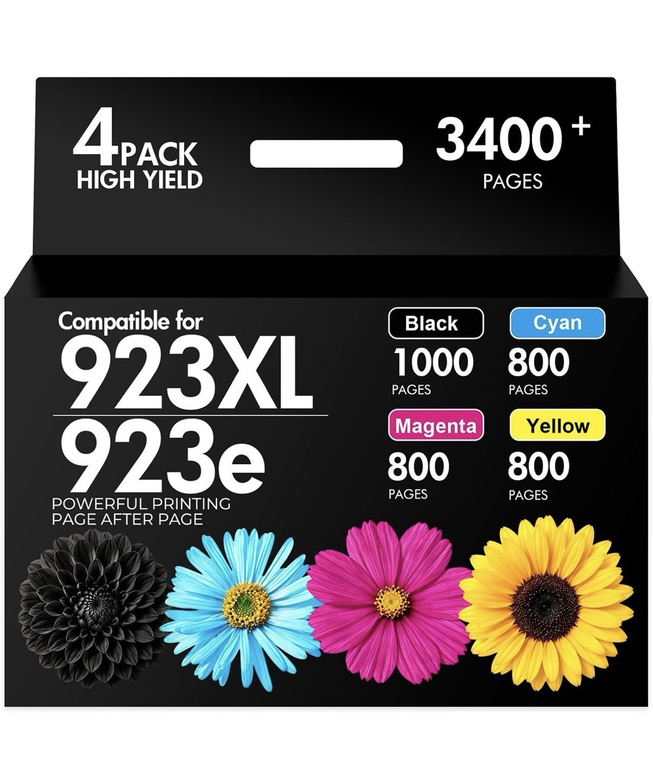 923XL/923e Compatible Ink Cartridges for HP 4-Pack BK C M Y High Yield