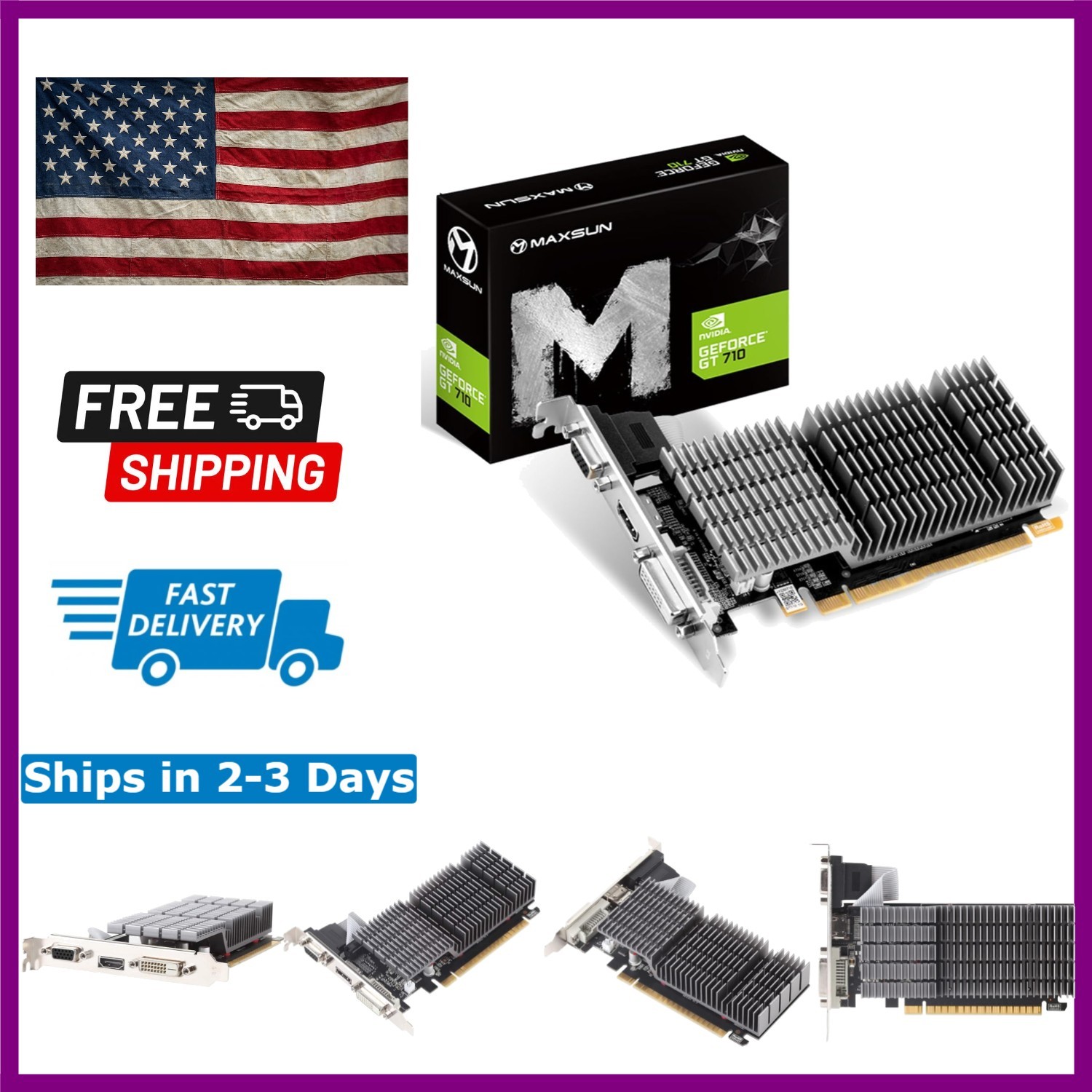 NVIDIA GeForce GT 710 2GB Low Profile GPU - Silent Cooling for Compact Builds