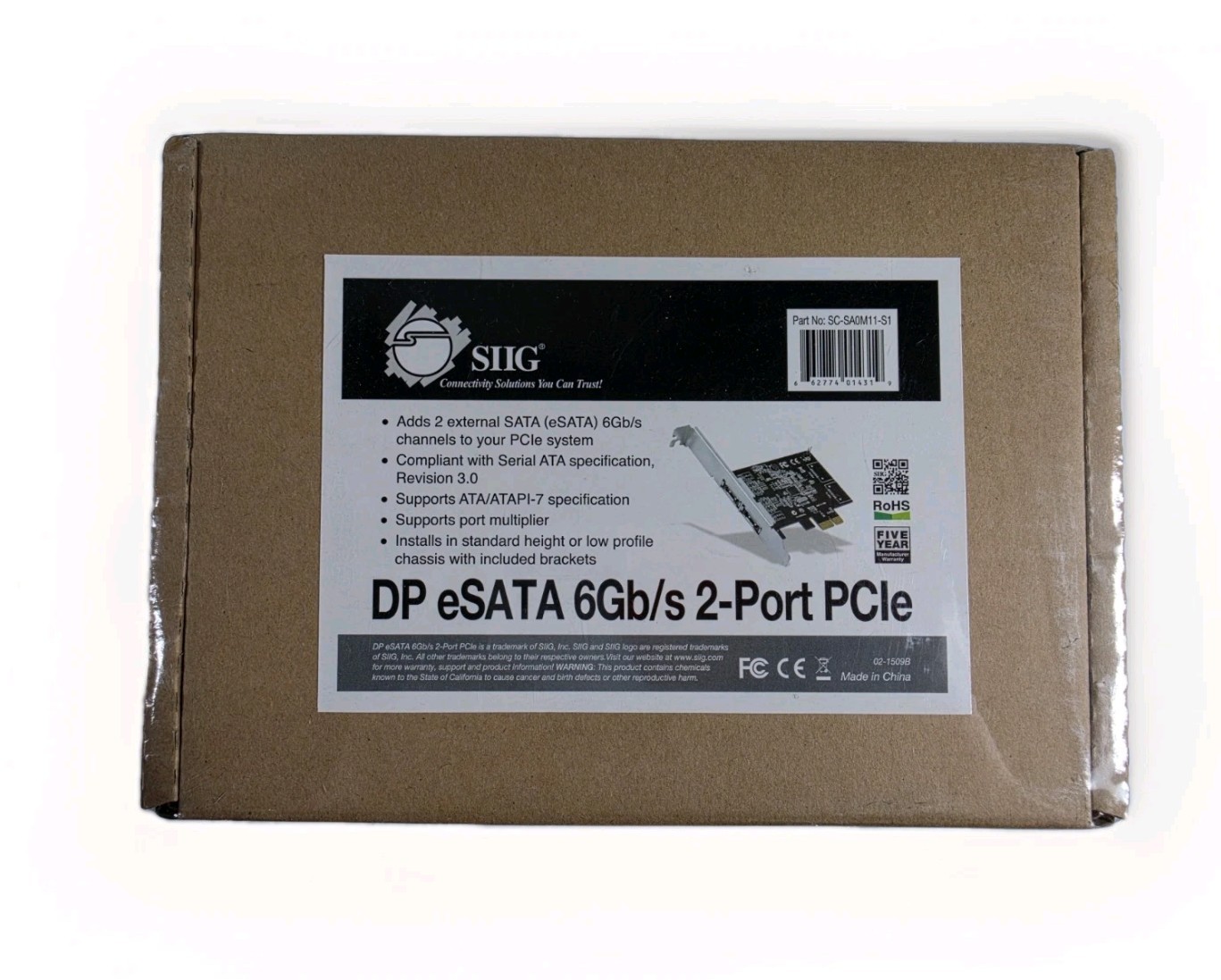 SIIG DP eSATA 6Gb/s 2-Port PCIe (SC-SA0M11-S1) - NEW