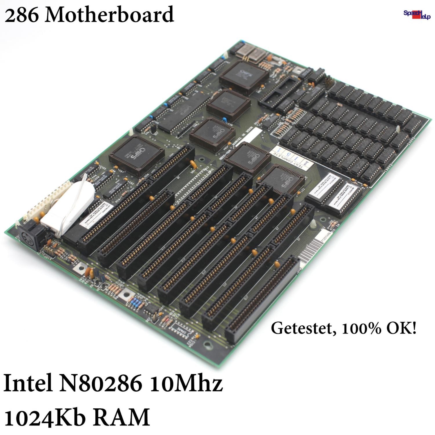 AT RETRO MOTHERBOARD WITH INTEL N80286-10 286 10MHZ 1MB RAM CPU TESTED 100% OK