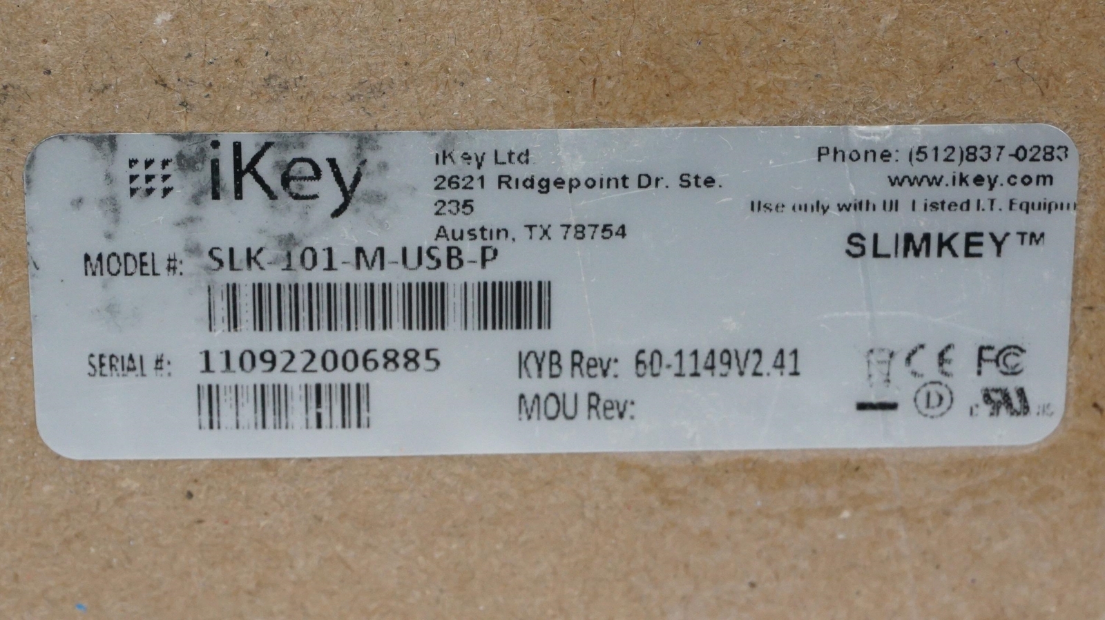 -=NEW=-IKEY SLIMKEY SLK-101-M BACKLIT MOBILE INDUSTRIAL/RUGGED USB KEYBOARD