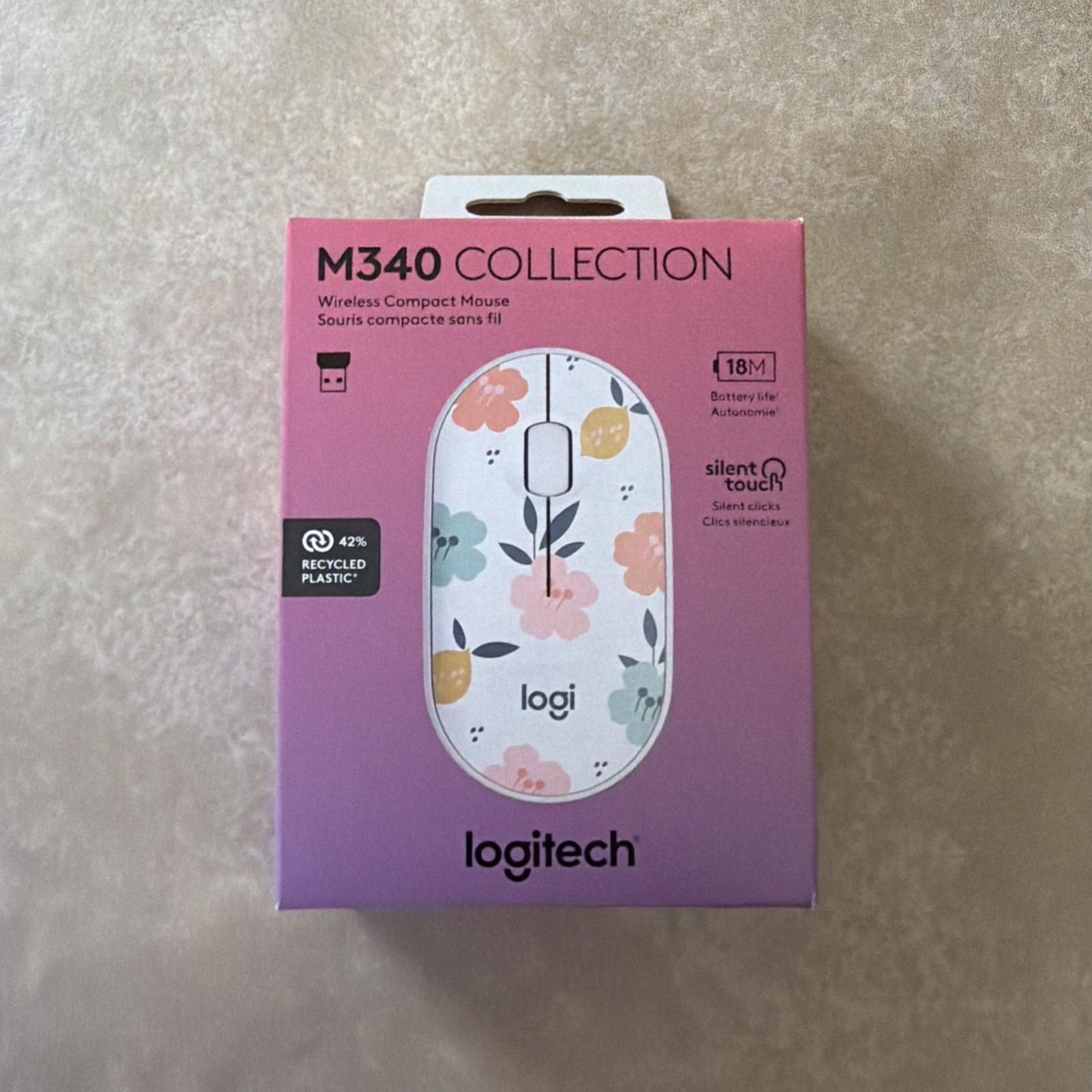 Logitech M340 Compact Ambidextrous Silent Wireless Mouse - Floral Bouquet