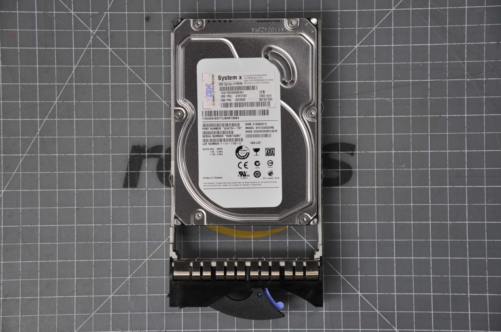 IBM  1TB 7200 RPM HOT-SWAP SATA HARD DRIVE GRADE B 43W7629